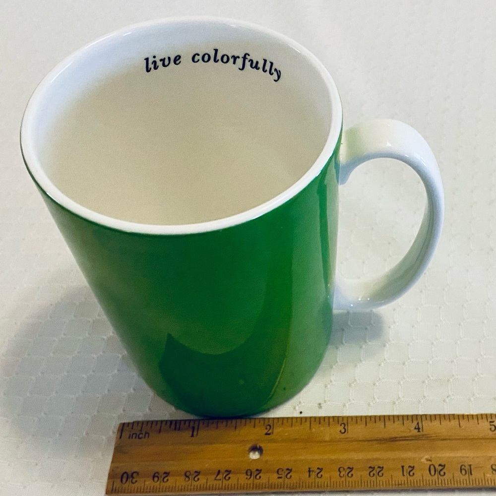 KATE SPADE LENOX Green Ceramic Mug w Inspirational Quote. Excellent Condition